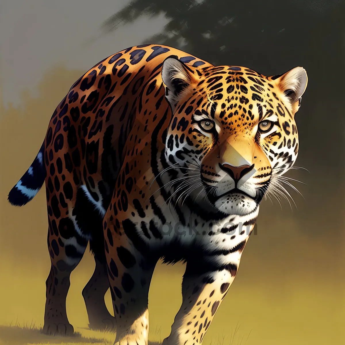 Picture of Jungle Hunter: Majestic Jaguar in Grassland