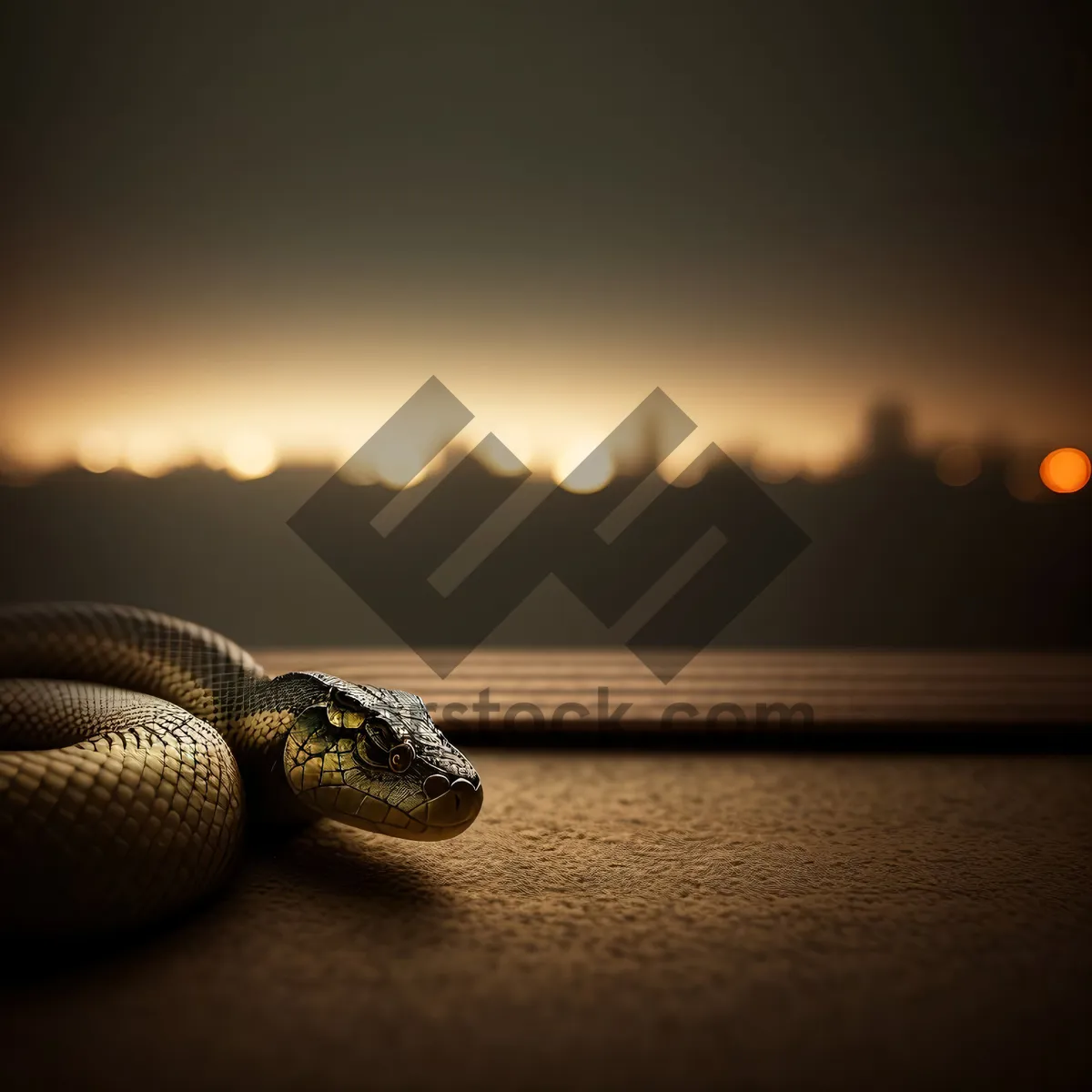 Picture of Serene Sunset Beach with Majestic King Snake