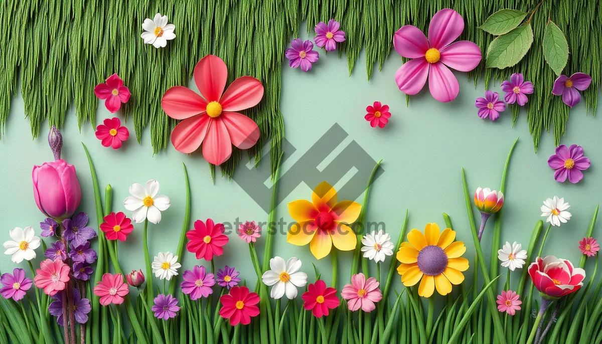Picture of Colorful Floral Pattern with Orange and Pink Flowers