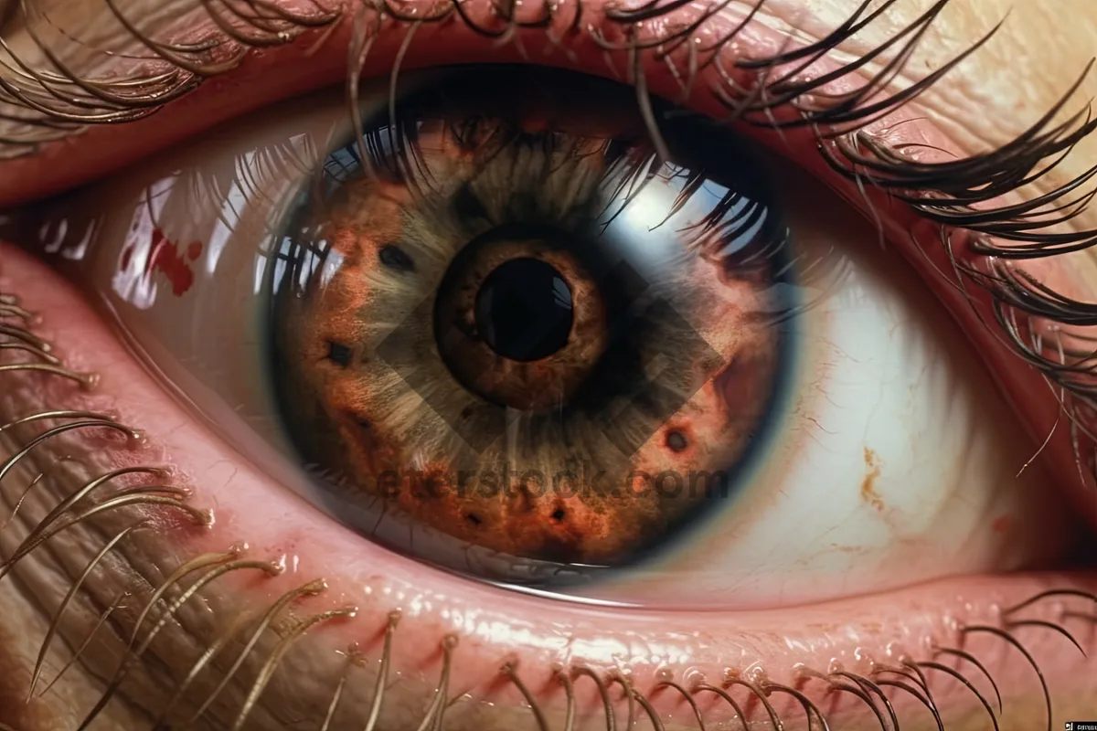 Picture of Close-up of human eye with eyelashes and iris.