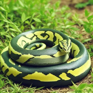 Green Reptile Serpent in Wildlife