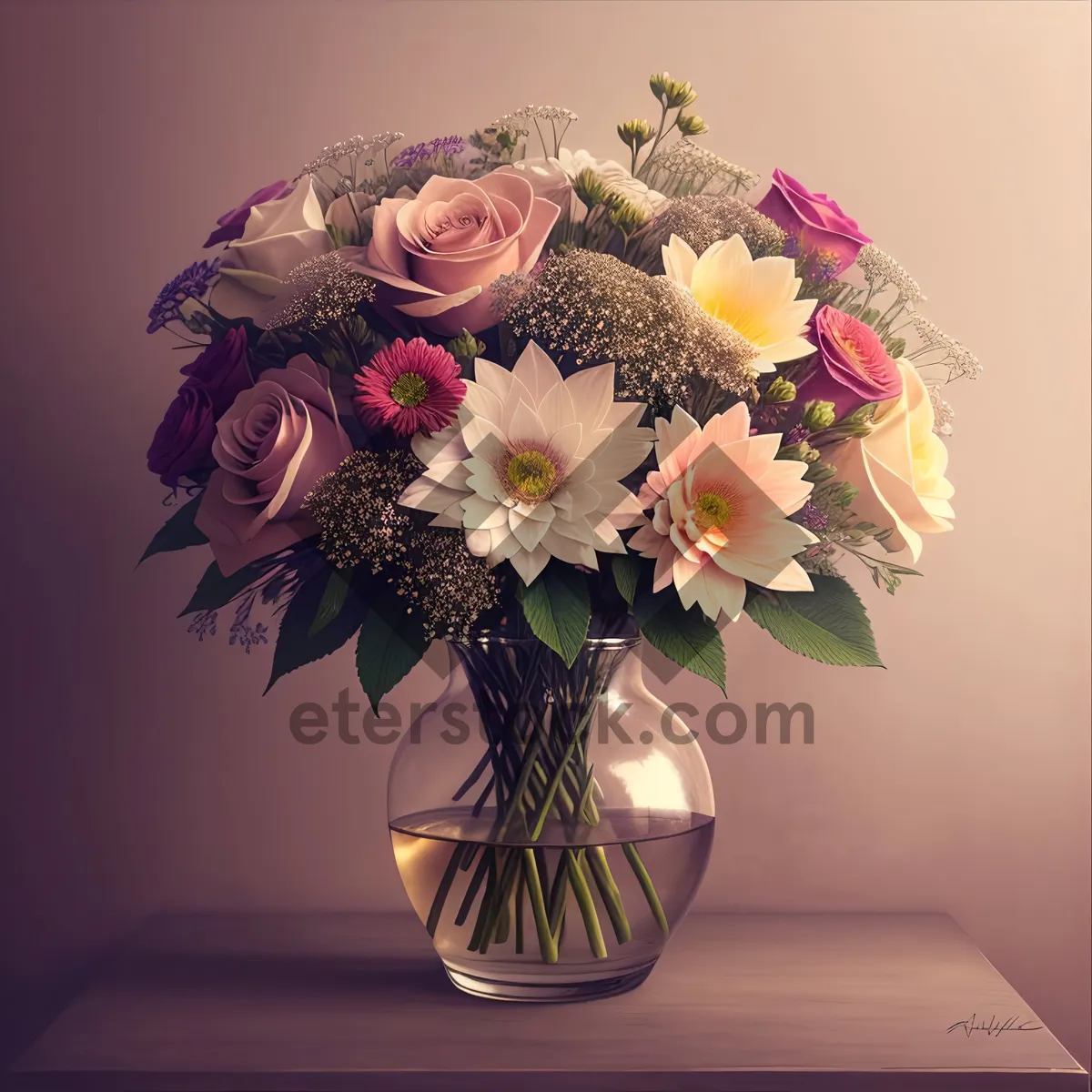 Picture of Floral Bouquet in Lampshade Vase