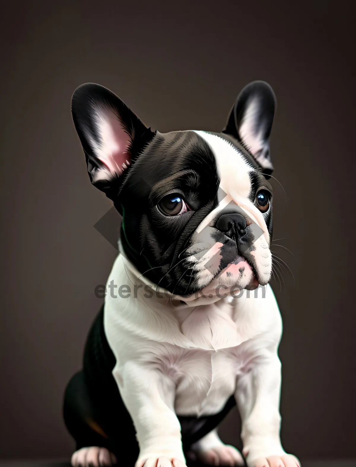 Picture of Bulldog Puppy with Wrinkled Face and Cute Ears