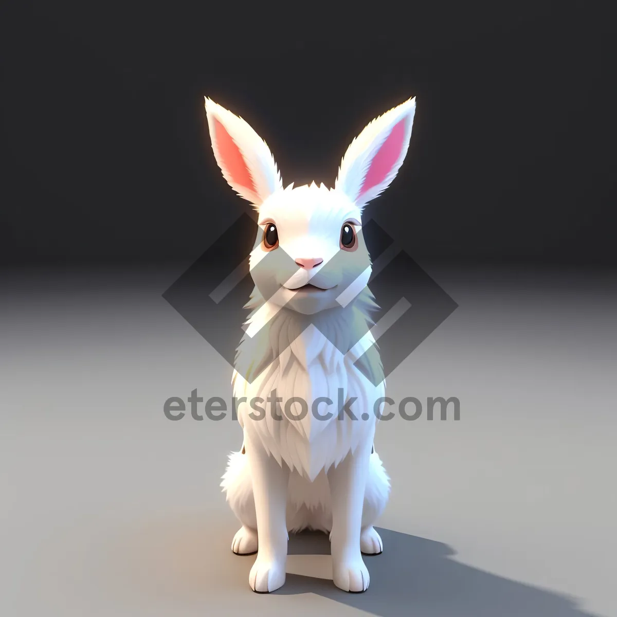 Picture of Fluffy Bunny with Adorable Ears Sitting Cute