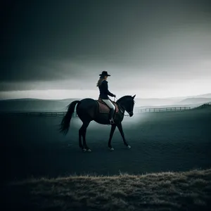 Sunset Stallion Silhouette on Beach