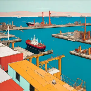 Busy Port: Container Ship and Cargo Vessels