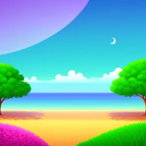 Vibrant Summer Landscape with Sunlit Meadow