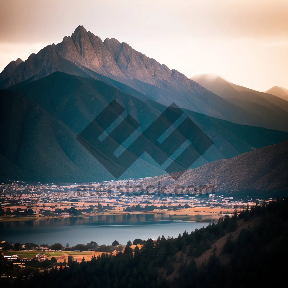 Picture of Majestic Mountain Range Reflected in Pristine Lake