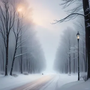 Frosty Winter Wonderland in Snowy Forest