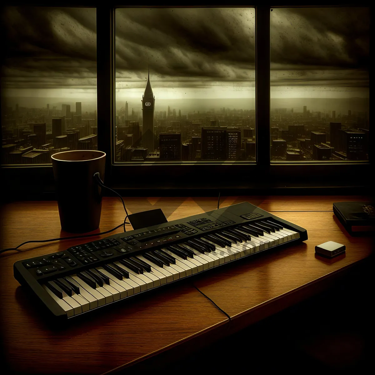 Picture of Musical Keyboard: Synthesizer for electronic music production.