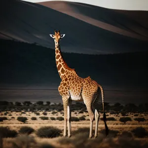 Tall Giraffe Gracefully Roaming the Savanna