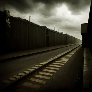 City Railway Transport: Track-bound Freight Car at Station