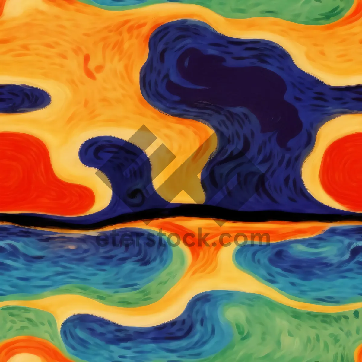 Picture of Vibrant flowing watercolor wave in black