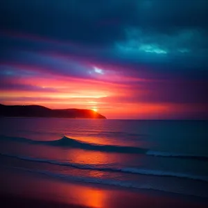 Golden Horizon: A Serene Beach Sunset