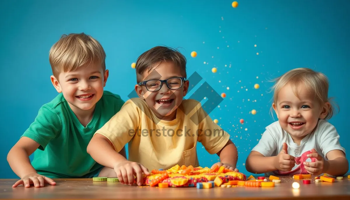 Picture of Happy Family Smiling Together While Eating Dinner at Home