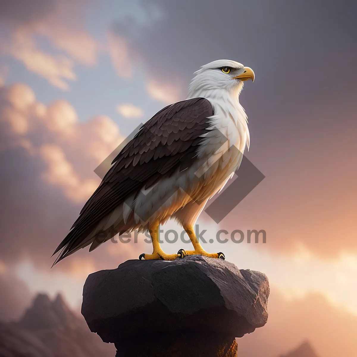 Picture of Eagle soaring with fierce predatory gaze.