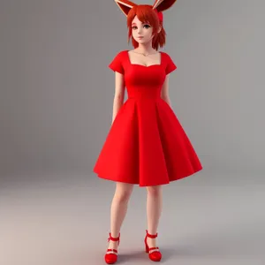 Attractive Cartoon Lady in Fun Dress Shopping
