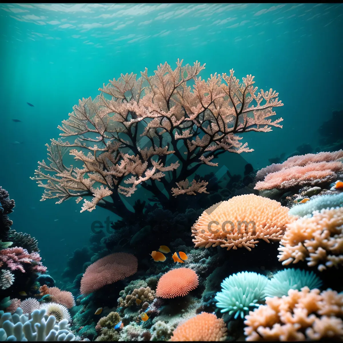 Picture of Vibrant Coral Reef Teeming with Colorful Life