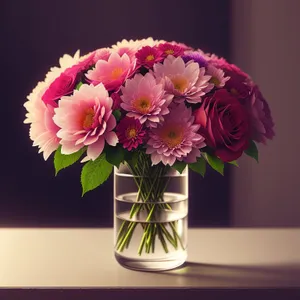Romantic Pink Flower Bouquet in Vase