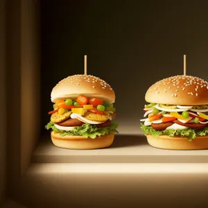 Delicious Gourmet Cheeseburger with Fresh Vegetables