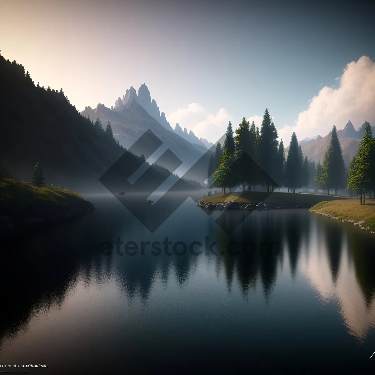 Picture of Mountain Reflection on Lake in Scenic Wilderness