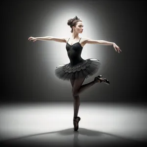 Graceful ballet dancer performing energetic jump