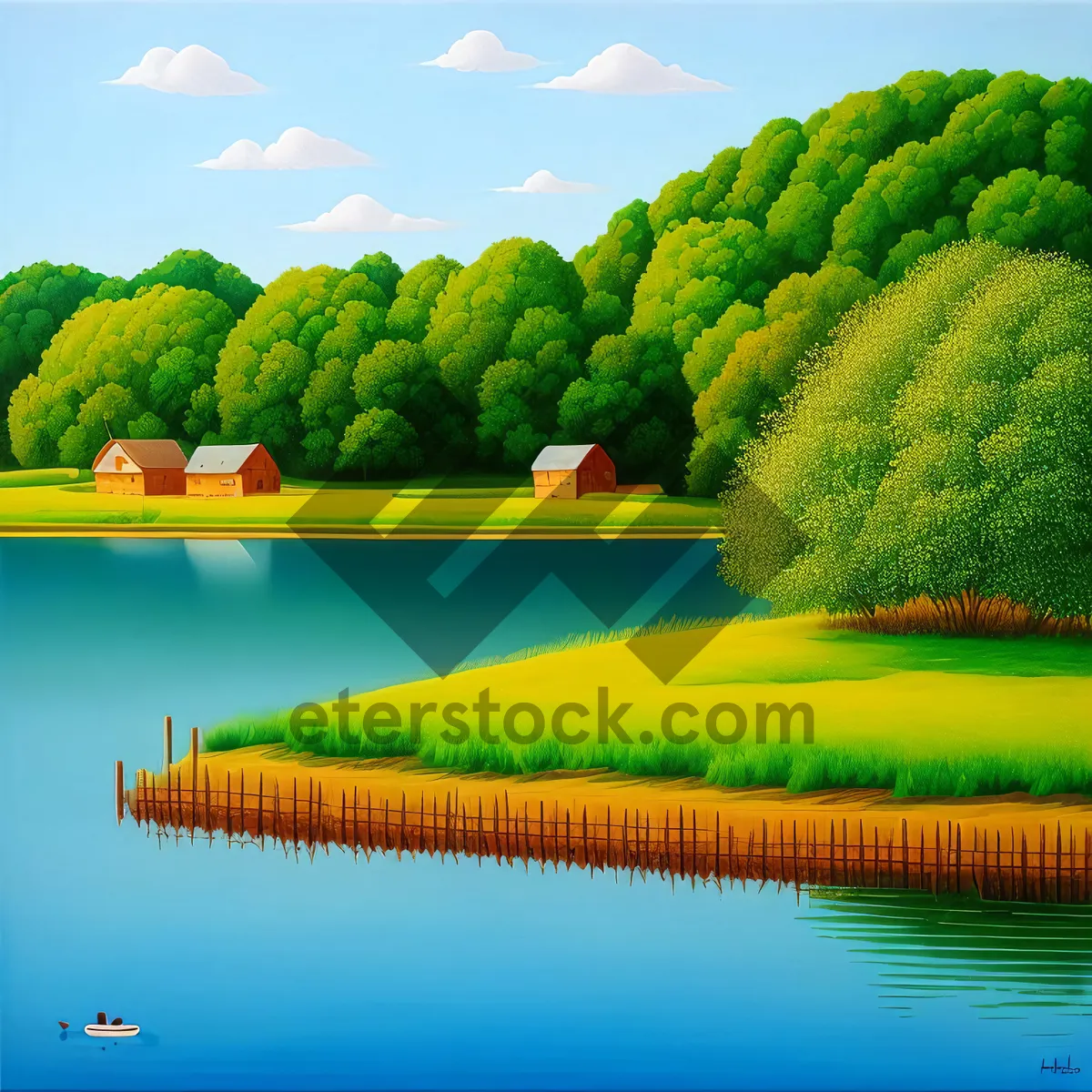 Picture of Serenity: Summer Landscape with Tree and Grass