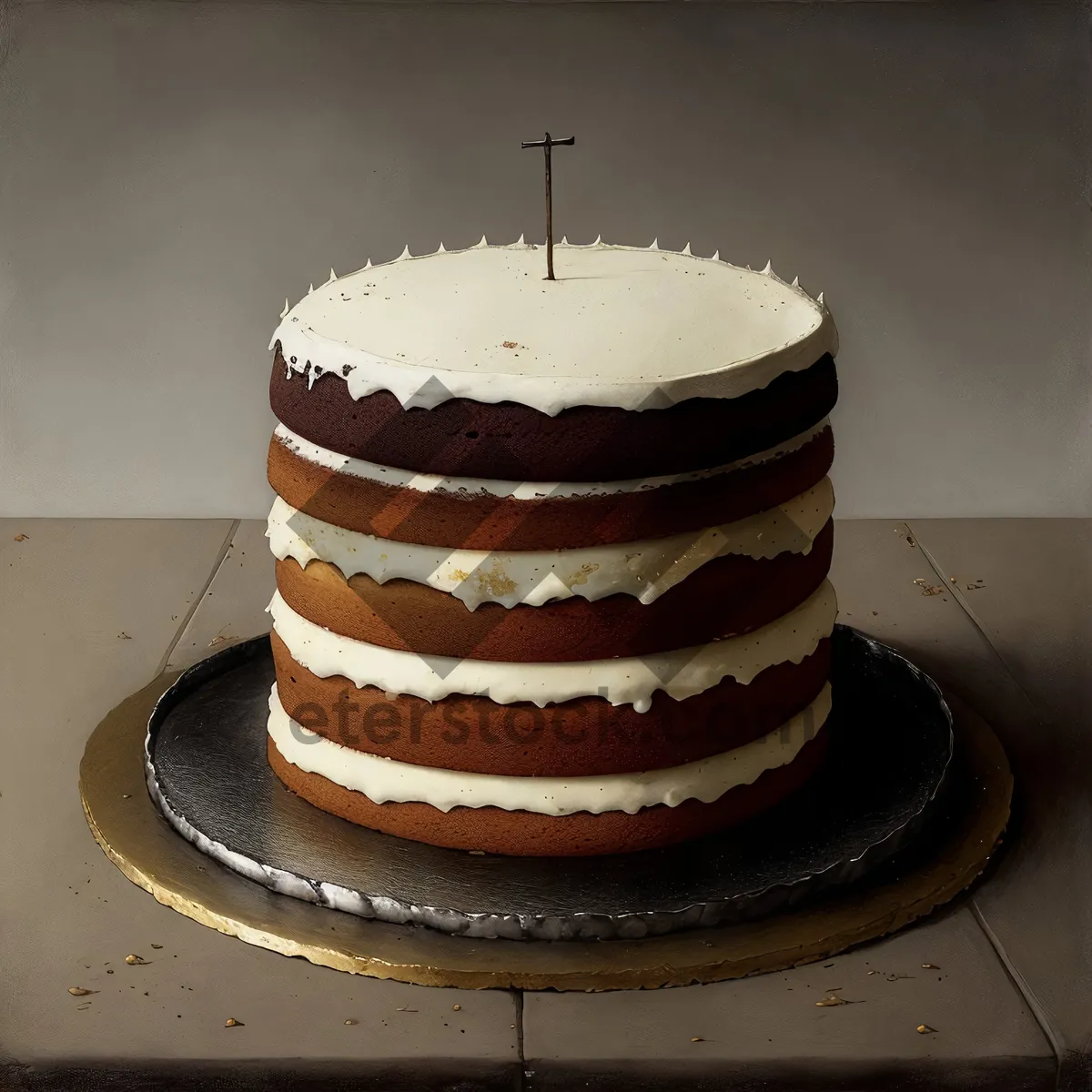 Picture of Gourmet chocolate fruit cake with cream frosting