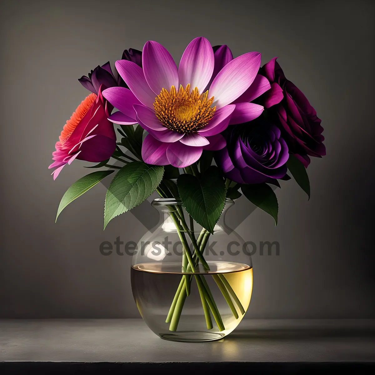 Picture of Vibrant Blooming Floral Bouquet in Pink and Purple