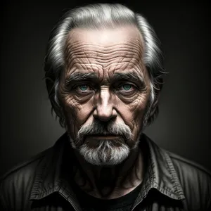 Serious elderly man with expressive gaze