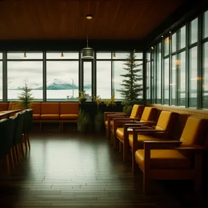 Modern Wood-Style Interior with Dining Set