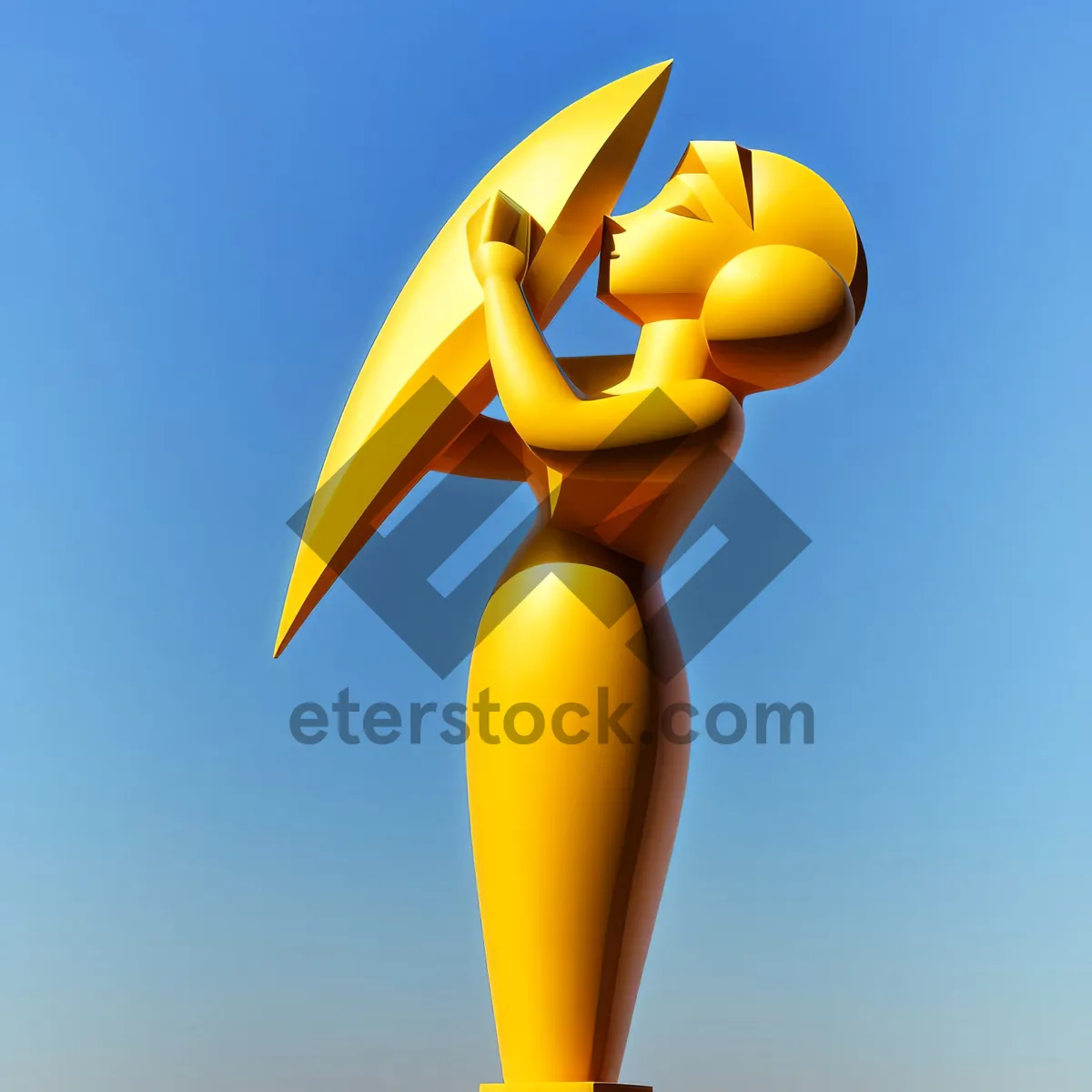 Picture of Golden Stylized 3D Cartoon Man Icon