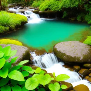 Serene Waterscape with Lush Forest Surroundings