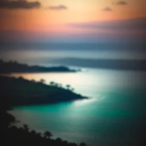 Silhouetted Serenity: A Dusk Horizon Overlooking a Tranquil Lake
