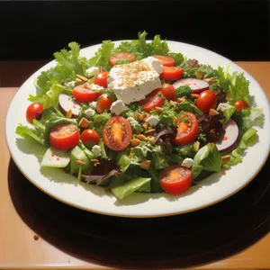 Fresh Vegetarian Salad with Cheese and Vegetables