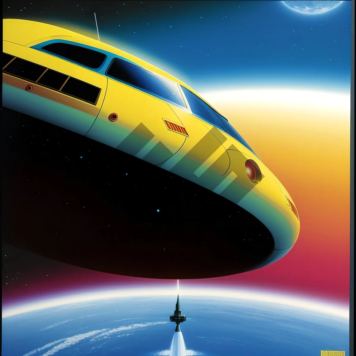 Picture of High-Speed Transport: Futuristic Bullet Train Racing Through Sky