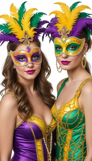 Fashionable Venetian Mask Lady in Stylish Costume