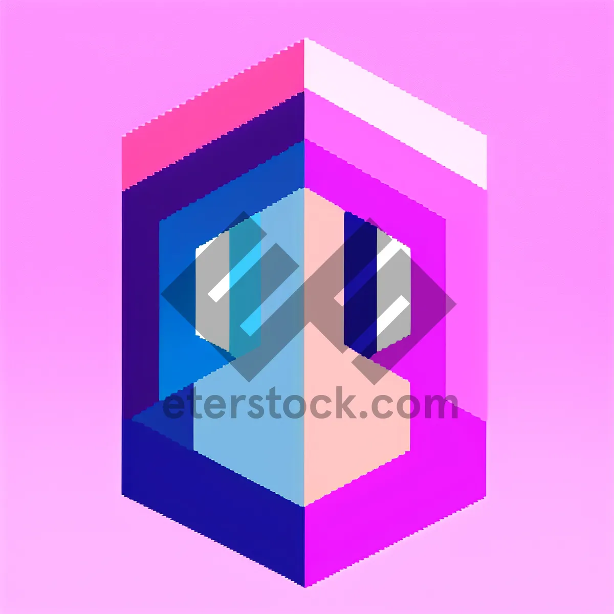 Picture of 3D Icon Graphic with Bank Symbol and Flag Sign