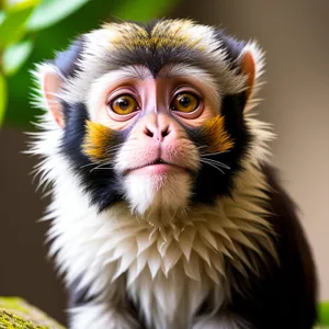 Furry Baby Primate with Cute Cat-Like Eyes