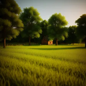Golden Rapeseed Field Under Sunny Sky