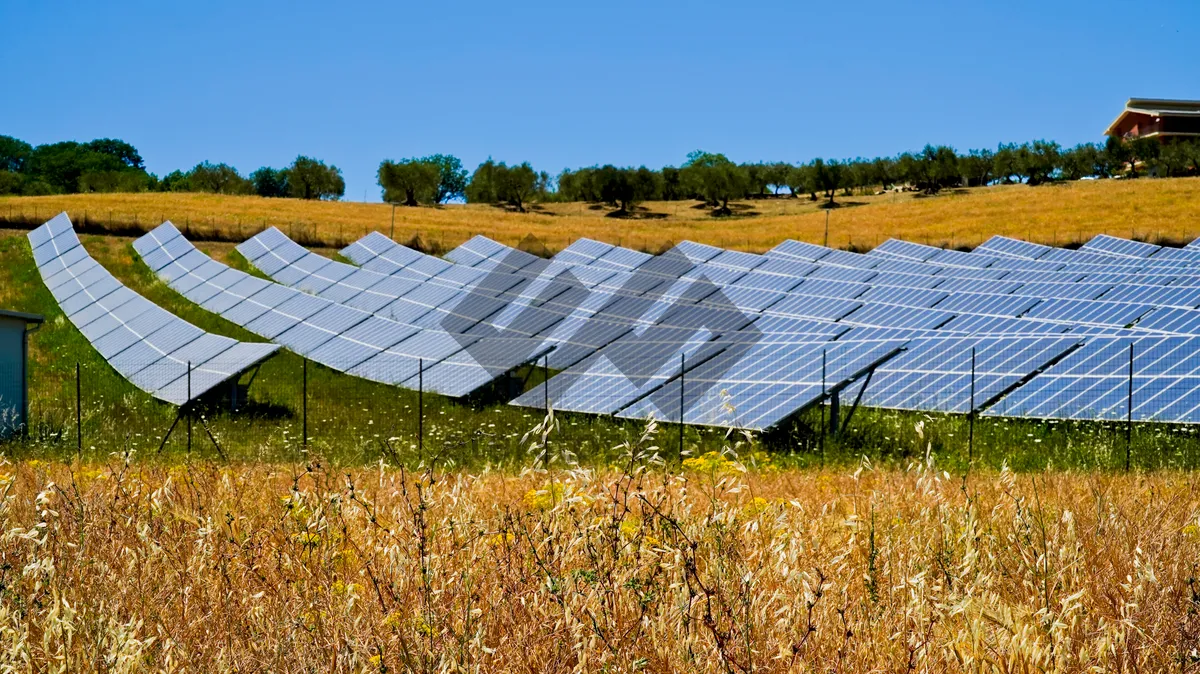 Picture of Rural landscape with solar panels reflecting the sun