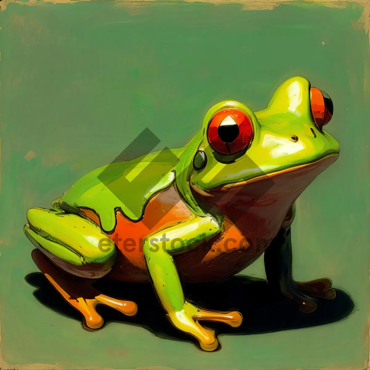 Picture of Vibrant Orange Tree Frog with Bulging Eyes