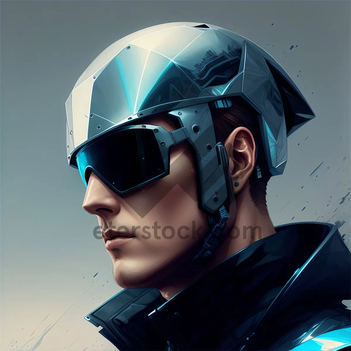 Picture of Stylish Helmet-Wearing Man with Sunglasses