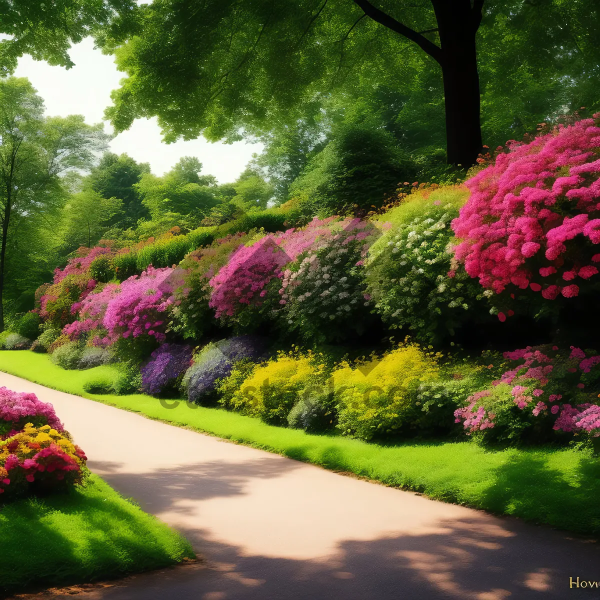 Picture of Colorful Garden Flowers - Vibrant Blossoms in Spring Park