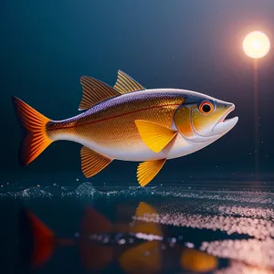 Exotic Goldfish Swimming in Tropical Aquarium