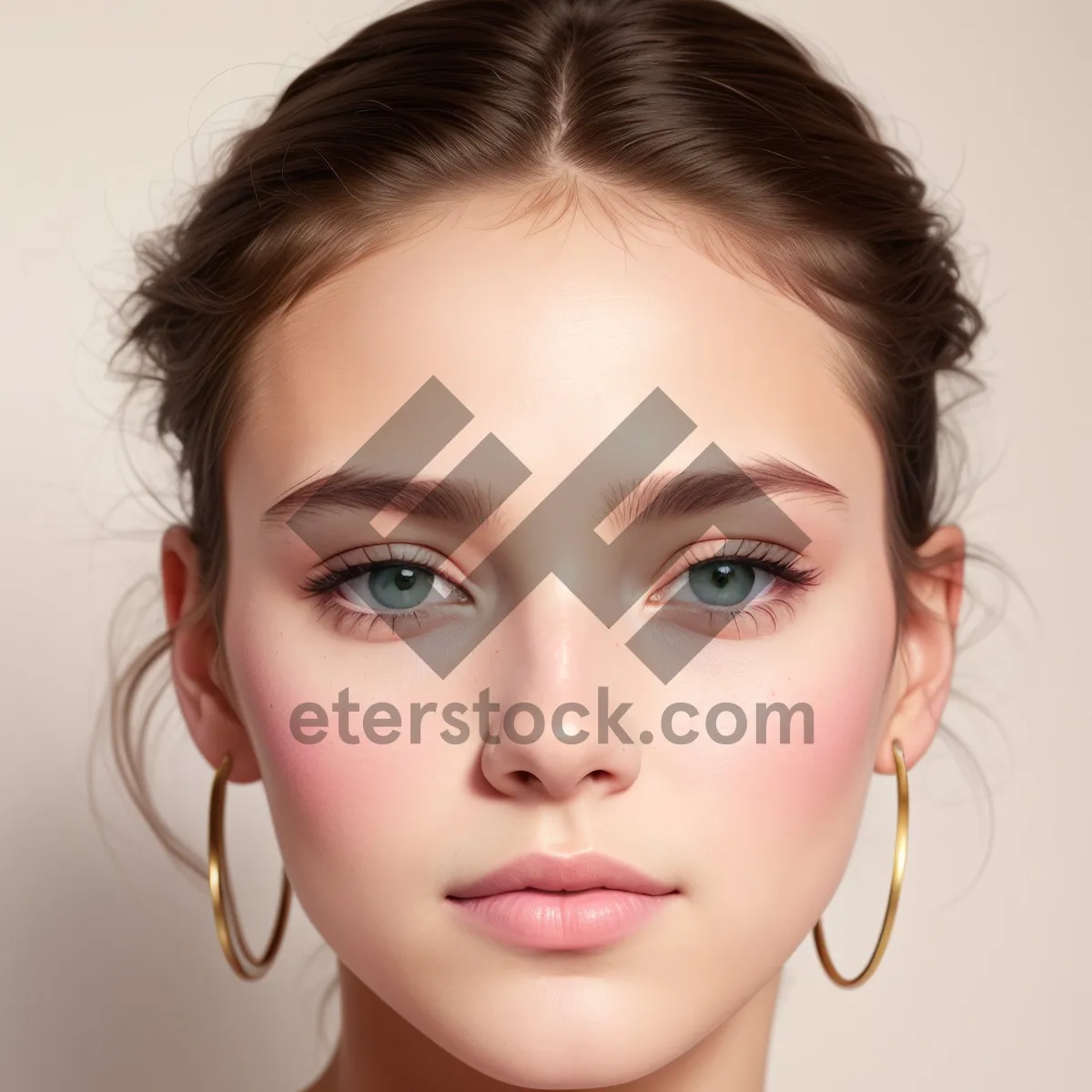 Picture of Stunning closeup of a youthful, attractive model with perfect skin and captivating eyes