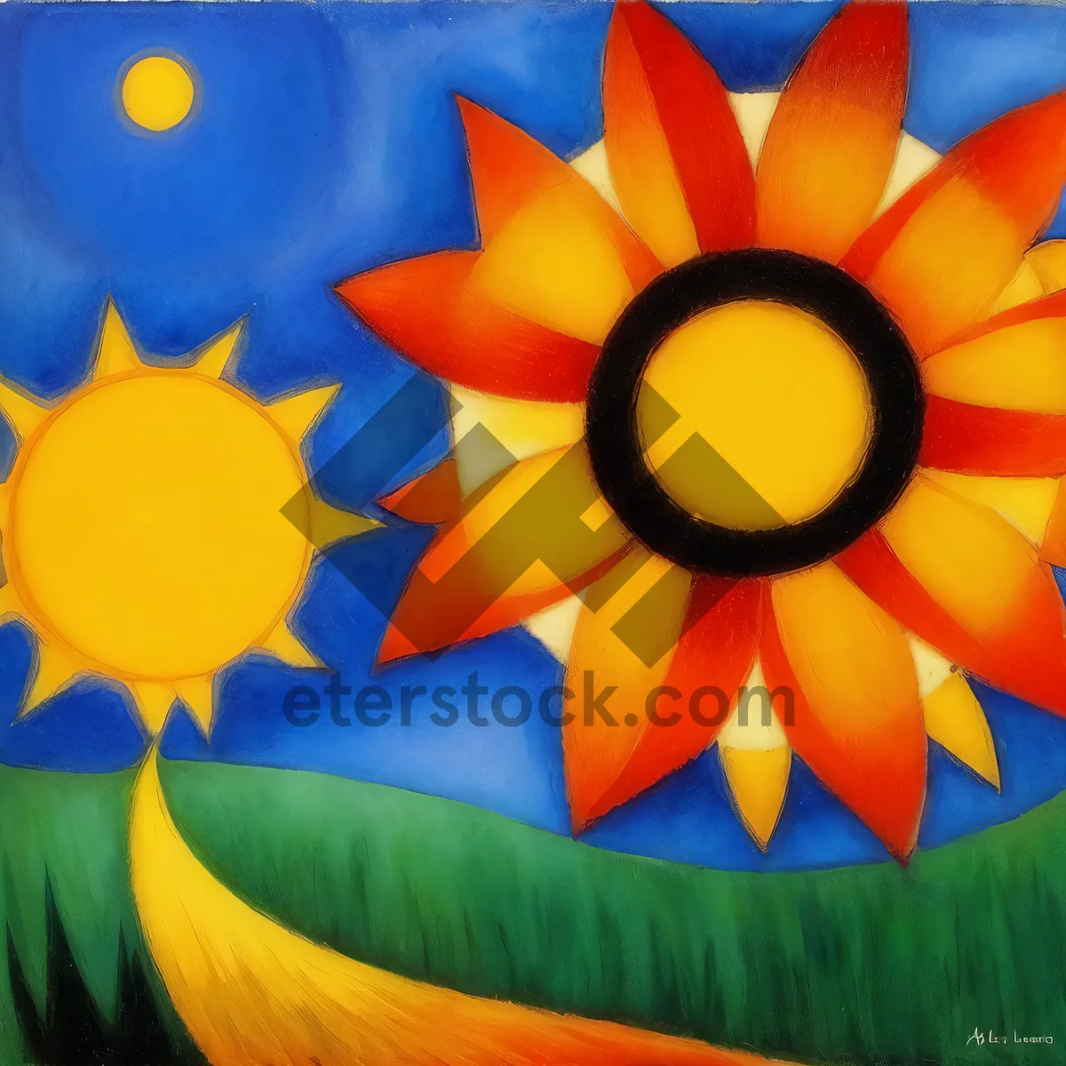 Picture of Vibrant Sunflower Pinwheel: Mechanical Floral Delight