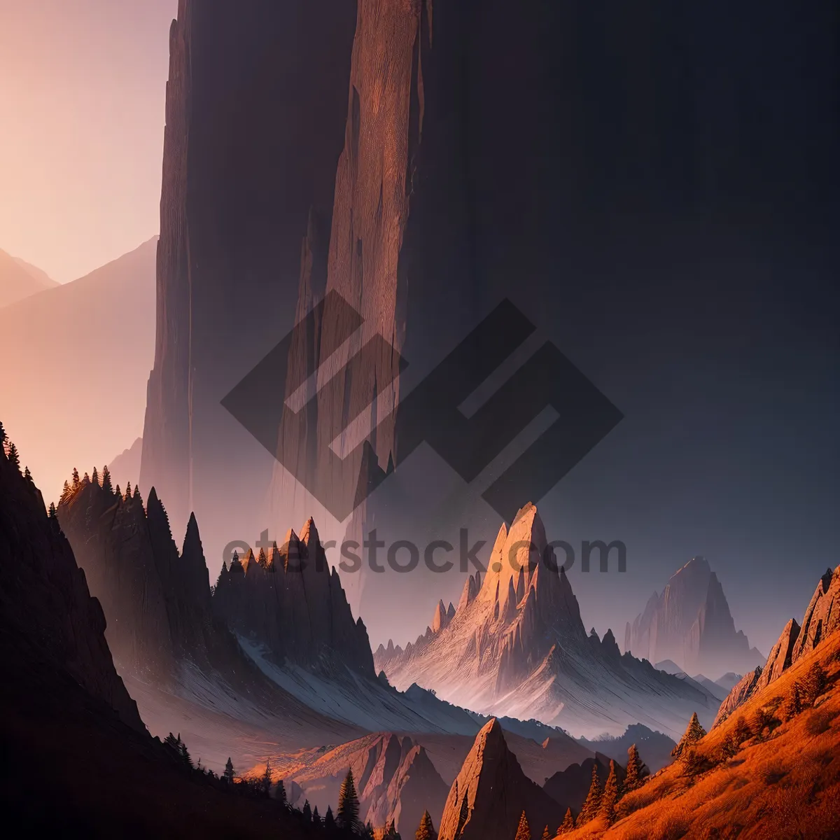 Picture of Majestic Mountain Range with Glaciers and Snow-Capped Peaks