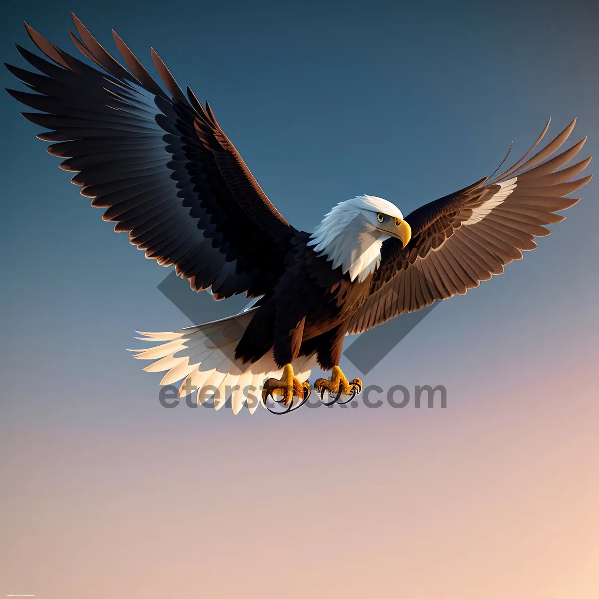 Picture of Majestic Bald Eagle Soaring through the Vast Sky
