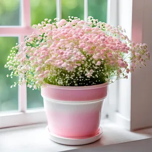 Decorative Flower Pot with Green Leafy Plant